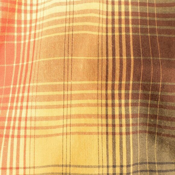 LL Bean Otter Cliff Shirt Mens Large Plaid Orange Yellow Zip Pocket Cotton Poly - Picture 10 of 16